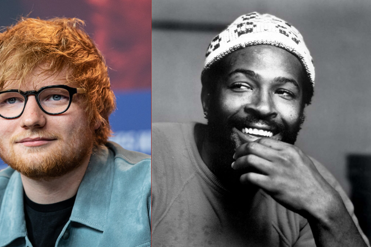 English singer-songwriter Ed Sheeran and Songwriters Hall of Fame inductee Marvin Gaye