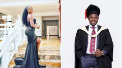 A collage photo of Akothee and Evander Ochieng Onyango