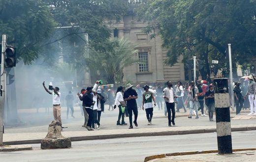 Protestors in Nairobi CBD