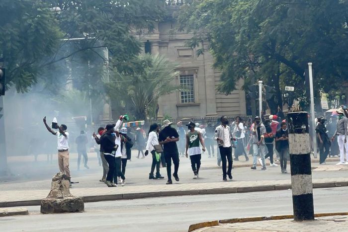 Protestors in Nairobi CBD