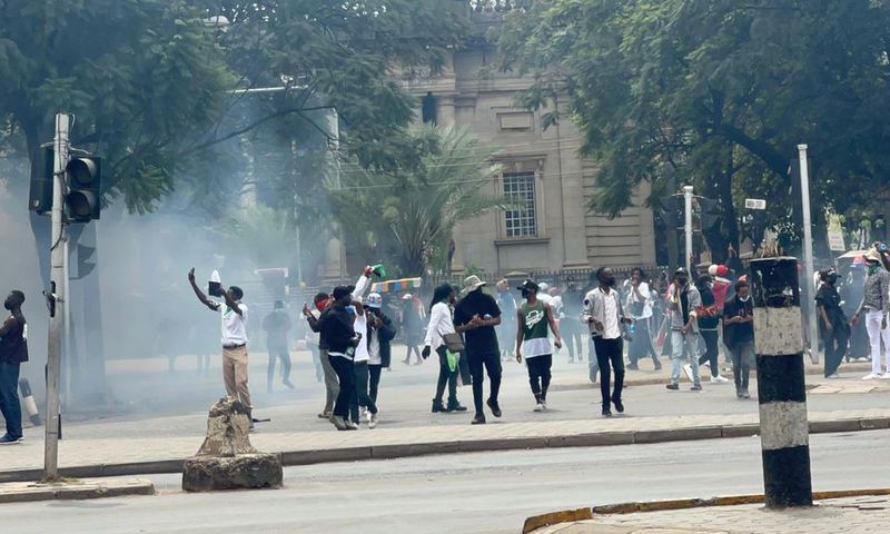 Protestors in Nairobi CBD
