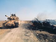 An Israeli tank in the Golan Heights during the Yom Kippur War in October 1973.Henri Bureau/Sygma/Corbis/VCG via Getty Images