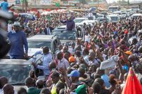 Retired President Uhuru Kenyatta interacting with the public in the company of Raila Odinga in a series of rallies in Yala, Luanda and Kisumu shortly after attending the burial of former Education CS George Magoha on February 11, 2023