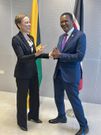 Kenya's Cabinet Secretary for Foreign and Diaspora Affairs Alfred Mutua and Senator & Minister of Foreign Affairs and Foreign Trade of Jamaica, Hon. Kamina J Smith