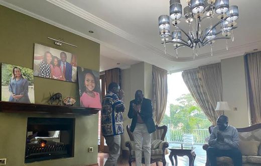 William Ruto with Raila Odinga at Raphael Tuju's home in Karen in March 2020