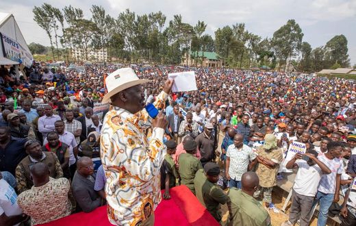 Raila Odinga in a public rally