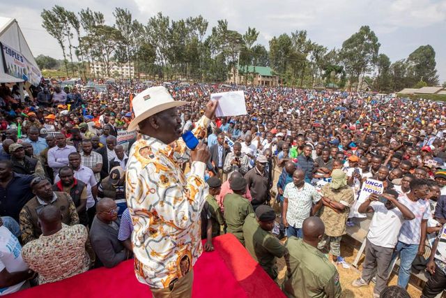 Raila Odinga in a public rally