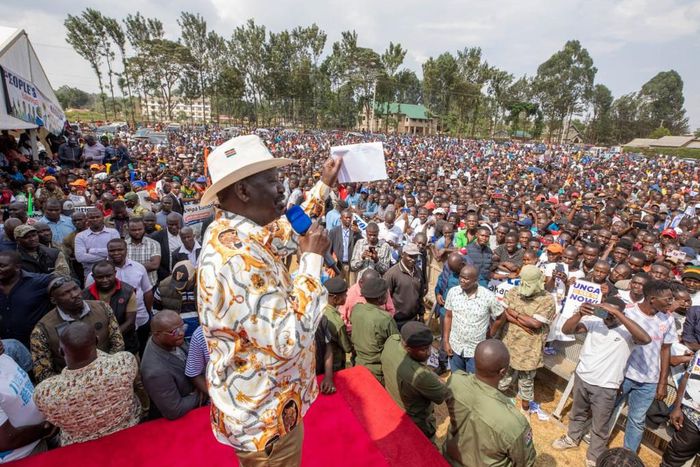 Raila Odinga in a public rally