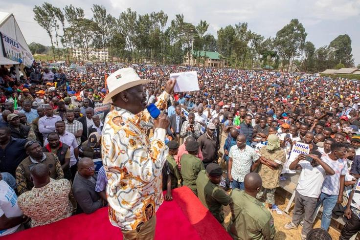 Raila Odinga in a public rally