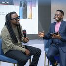 MC of the day, Martin Githinji and CAMON 20 series Brand Ambassador, Nyashinski share a light moment during the event held at the Social House on May 9, 2023