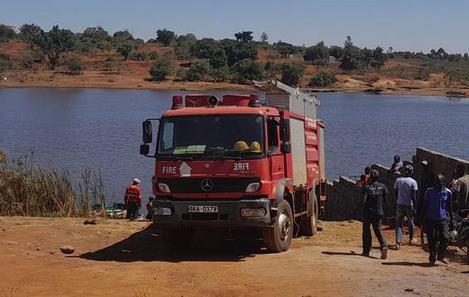 A rescue vehicle in Juja dam where two people drowned