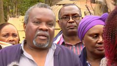 Veteran journalist Macharia Gaitho speaking at the Karen Police Station