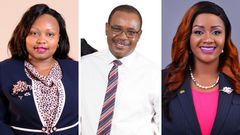 A collage of Cate Waruguru, Evans Kidero and Millicent Omanga