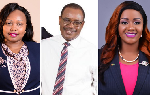 A collage of Cate Waruguru, Evans Kidero and Millicent Omanga