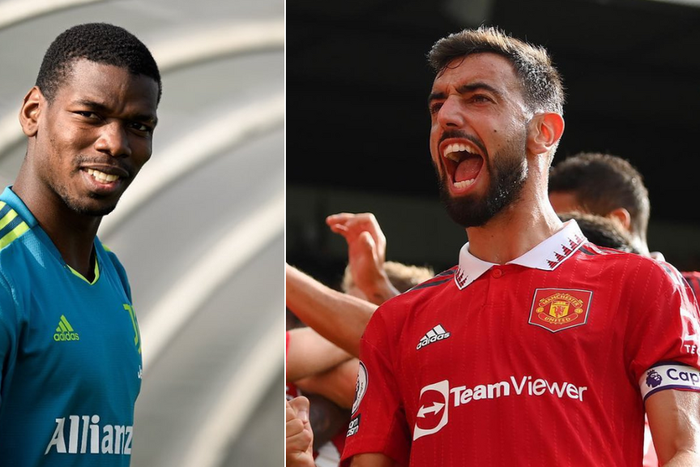 Paul Pogba (left) and Bruno Fernandes