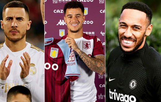 From left: Eden Hazard, Philippe Coutinho, and Pierre-Emerick Aubameyang.