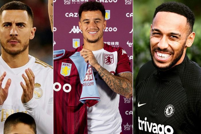 From left: Eden Hazard, Philippe Coutinho, and Pierre-Emerick Aubameyang.