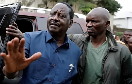 File image of former Prime Minister Raila Odinga and his bodyguard, Maurice Ogeta