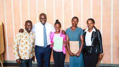 Governor Sakaja with the family of Margaret who she pledged to educate