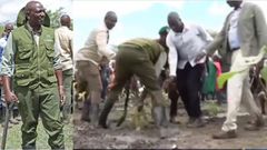 ‘Leave me alone’ - President Ruto screams at his men for trying to save him from falling