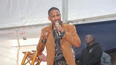 Embakasi MP Babu Owino attending the burial ceremony of Rex Kanyike Masai at Machakos on July 5, 2024