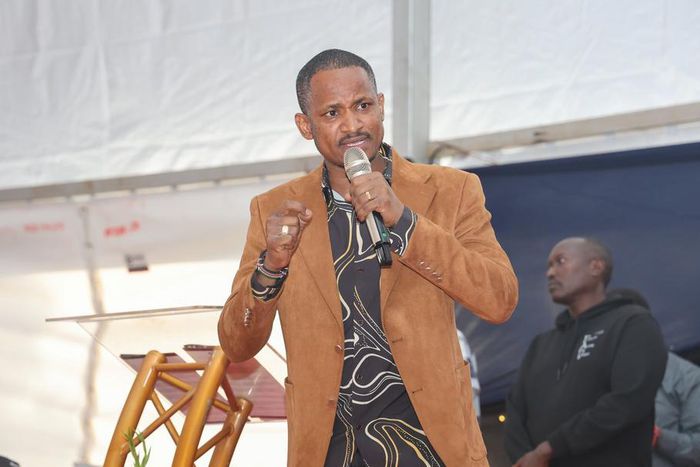 Embakasi MP Babu Owino attending the burial ceremony of Rex Kanyike Masai at Machakos on July 5, 2024