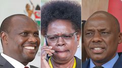 A collage of Head of Public Service and Chief of Staff Felix Koskei, Water CS Alice Wahome and PS Kiprono Rono