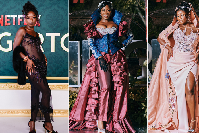 From left: Elsa Majimbo, Jackie Matubia, and Kate Actress showcase their fashion sense at Premiere of Bridgerton S3 in South Africa on May 5, 2024