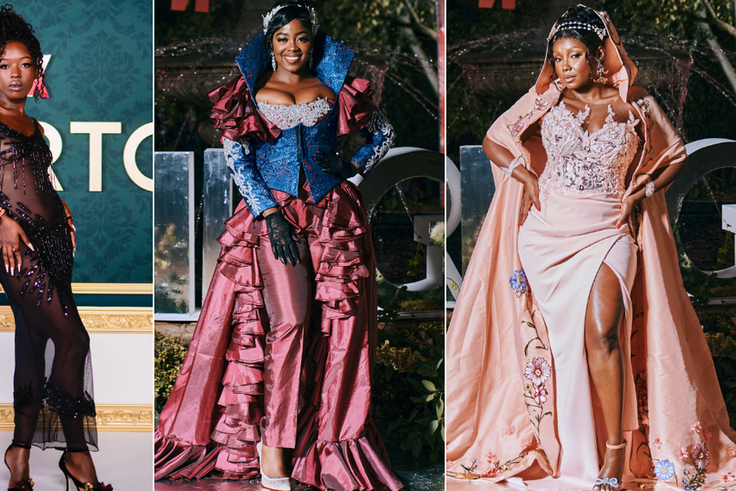 From left: Elsa Majimbo, Jackie Matubia, and Kate Actress showcase their fashion sense at Premiere of Bridgerton S3 in South Africa on May 5, 2024