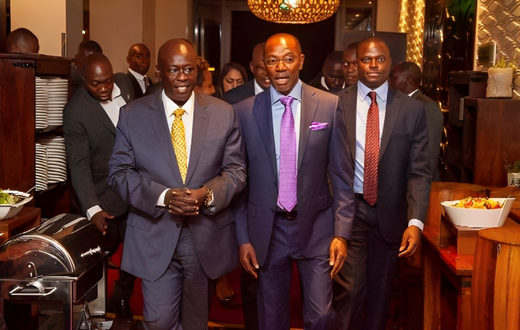 Deputy President Rigathi Gachagua walks along Humphrey Kariuki and MP Ndindi Nyoro during a past event