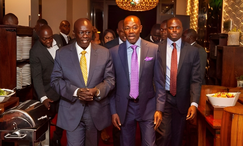 Deputy President Rigathi Gachagua walks along Humphrey Kariuki and MP Ndindi Nyoro during a past event