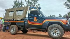 A police vehicle at the scene of crime