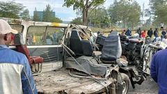 Scene of the road accident along the Nakuru-Eldoret highway on Sunday, December 31, 2023
