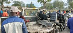 Scene of the road accident along the Nakuru-Eldoret highway on Sunday, December 31, 2023