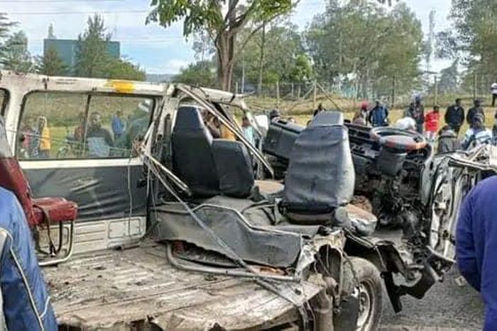 Scene of the road accident along the Nakuru-Eldoret highway on Sunday, December 31, 2023
