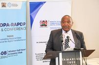 Secretary, ICT - Security and Audit Control Emmanuel Kimeu delivers PS John Tanui's remarks in Nairobi on April 29, 2024 ahead of the 9th NADPA AGM and Conference