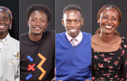 ALX Africa students Abigael Gathigia, Stephen Mukoma, Dennis Nderitu and Lucy Maina during an interview at the Pulse Kenya studio in January 2023