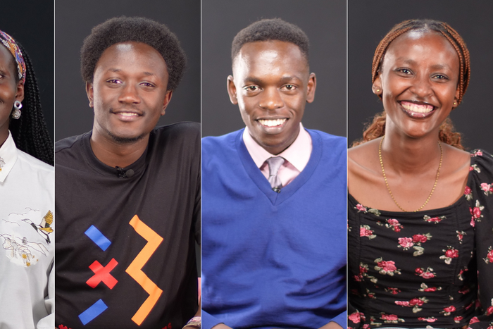 ALX Africa students Abigael Gathigia, Stephen Mukoma, Dennis Nderitu and Lucy Maina during an interview at the Pulse Kenya studio in January 2023