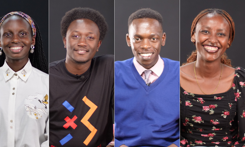 ALX Africa students Abigael Gathigia, Stephen Mukoma, Dennis Nderitu and Lucy Maina during an interview at the Pulse Kenya studio in January 2023