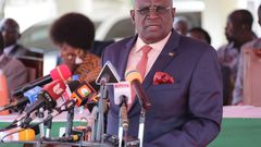 Education Cabinet Secretary Professor George Magoha announces KCSE 2021 results on April 23, 2022