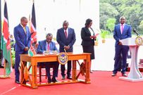 Treasury CS Prof Njuguna Ndung'u signing his performance contract at State House on August 2, 2023