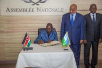 President William Ruto signing the visitor's book at the National Assembly of Djibouti in Djibouti on June 11, 2023
