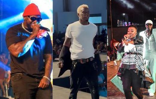 A collage image of Khaligraph Jones, Willy Paul and Nameless & Wahu