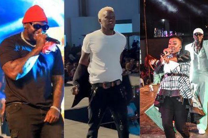 A collage image of Khaligraph Jones, Willy Paul and Nameless & Wahu