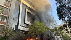 Uganda House along Kenyatta Avenue on fire during the anti-finance bill protests on Tuesday June 25, 2024
