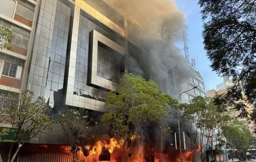 Uganda House along Kenyatta Avenue on fire during the anti-finance bill protests on Tuesday June 25, 2024