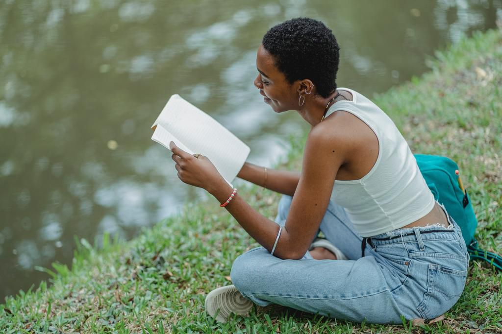 A lady reading a book
