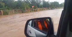 Floodwaters disrupt traffic along Thika Superhighway in Juja