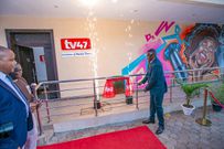 ICT CS Eliud Owalo when he launched the new TV47 studios