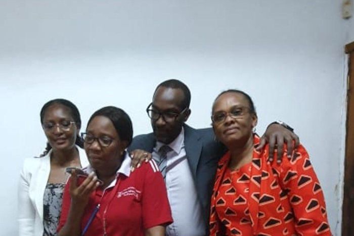 The moment PS Korir Singoei placed a call to welcome Lydia Mbotela to the Kenyan Embassy in DRC upon her release by the authorities in Kinshasa.